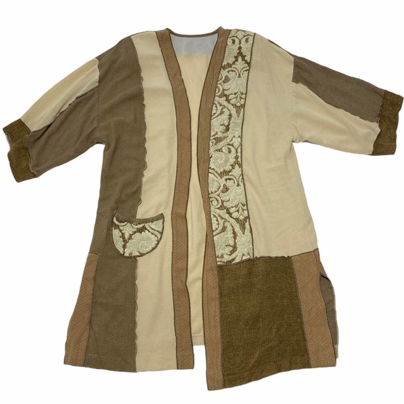 EMBROIDERED Open Front Long Trench Jacket Coat 12 - Picture 8 of 9